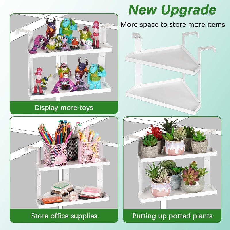 Olpchee Office Cubicle Shelf - Height Adjustable Corner Shelf with Adjustable Hooks - Image 4